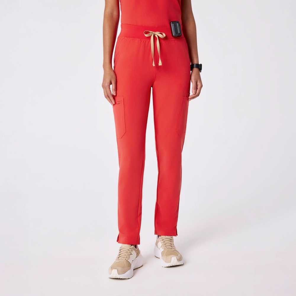 FIGS Red Yola Skinny scrub Pants with Drawstring